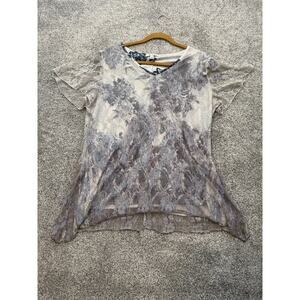 Vintage Y2K Top 1X Plus Sheer Lace Overlay Floral Romantic Fairycore Whimsigoth